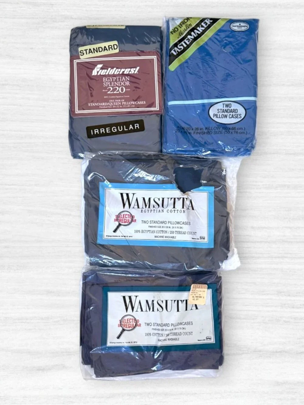 Vintage Pillowcase Lot Wamsutta Fieldcrest Tastemaker Standard Queen NOS NIP New